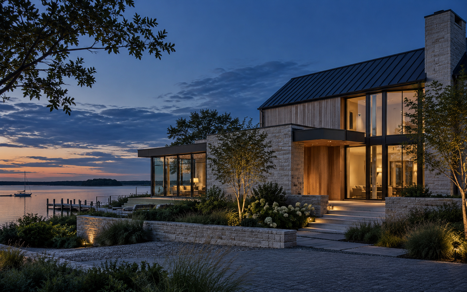 Coastal home illustration in a residential website concept